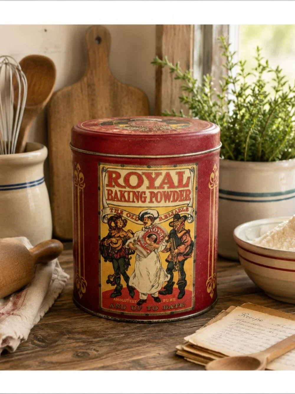 Vintage Royal Baking Powder Advertising Tin Canister Round Metal Storage Tin 8